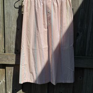 Vintage Striped Pink Button-Down Skirt